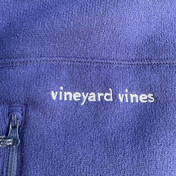 Vineyard Vines Fleece Vest Sz XL Navy Blue Pockets Full Zip Preppy Outerwear - Picture 4 of 10